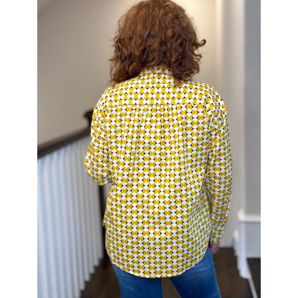 Voyageur By Mersea Aphrodite Button Up Shirt Top Printed Cotton Yellow L 280017 - Picture 4 of 9